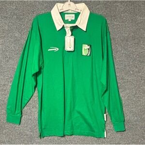 Lansdowne Collection Mens Green‎ Long Sleeve Rugby Shirt Clover Patch Size M NWT